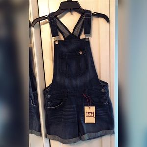 Blue Jean shorts overalls